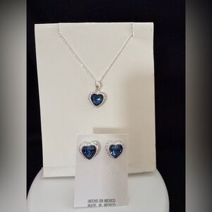Sterling Silver 925 Jewelry Set,necklace 19”,charm and earrings.